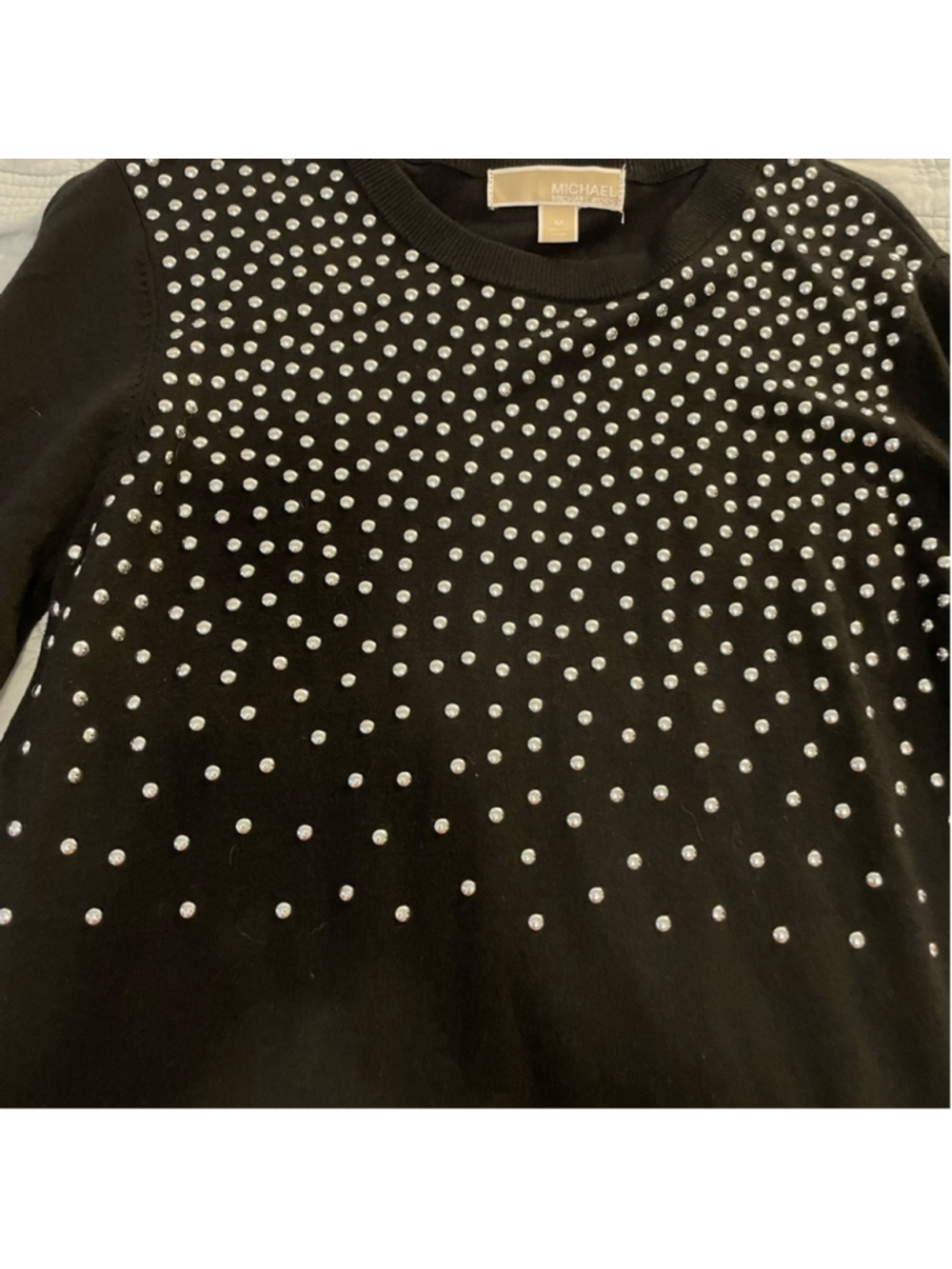 Michael Kors Black Long-Sleeve Sweater Dress with Silver Studs whimsygoth